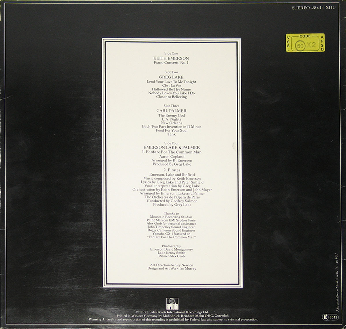 High Resolution Photo elp emerson lake palmer works switzerland 